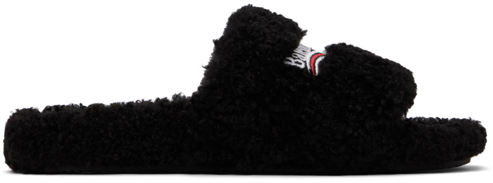 Photo: Balenciaga Black Furry Slides