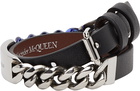 Alexander McQueen Black Chrome Chain Double Wrap Bracelet