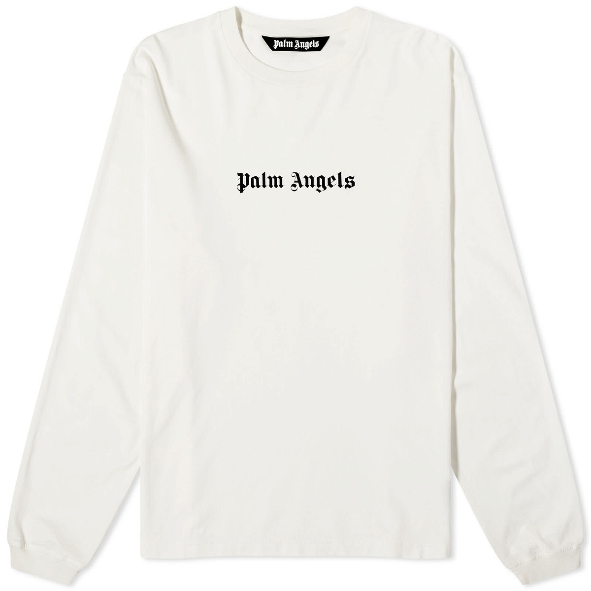 Photo: Palm Angels Men's Logo Long Sleeve T-Shirt in Off White