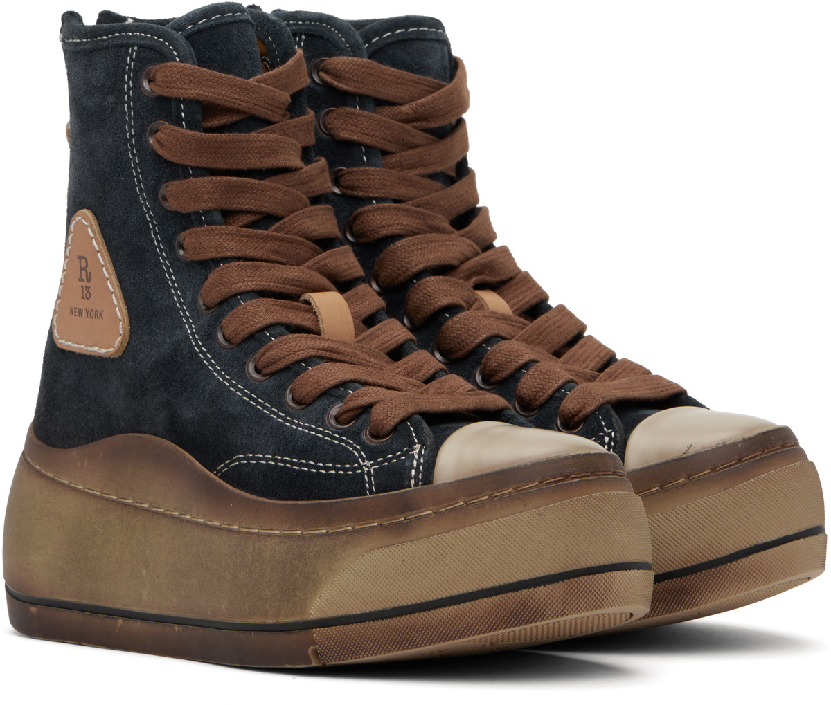 R13 Navy Distressed Tall Kurt Sneakers
