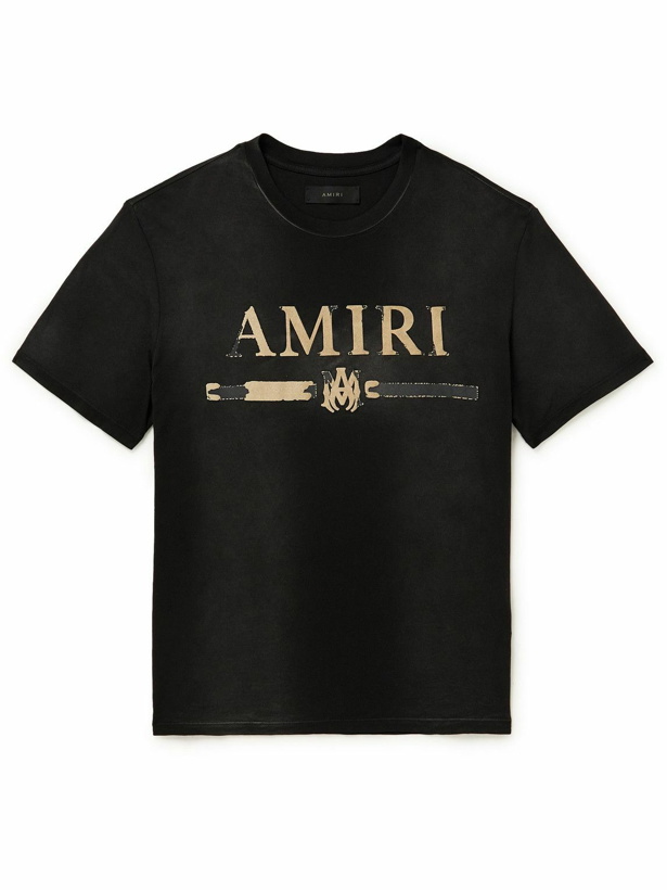 Photo: AMIRI - Logo-Flocked Cotton-Jersey T-Shirt - Black