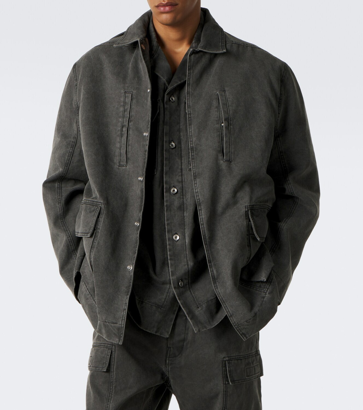 Rick Owens Collared Mac coated cotton canvas jacket