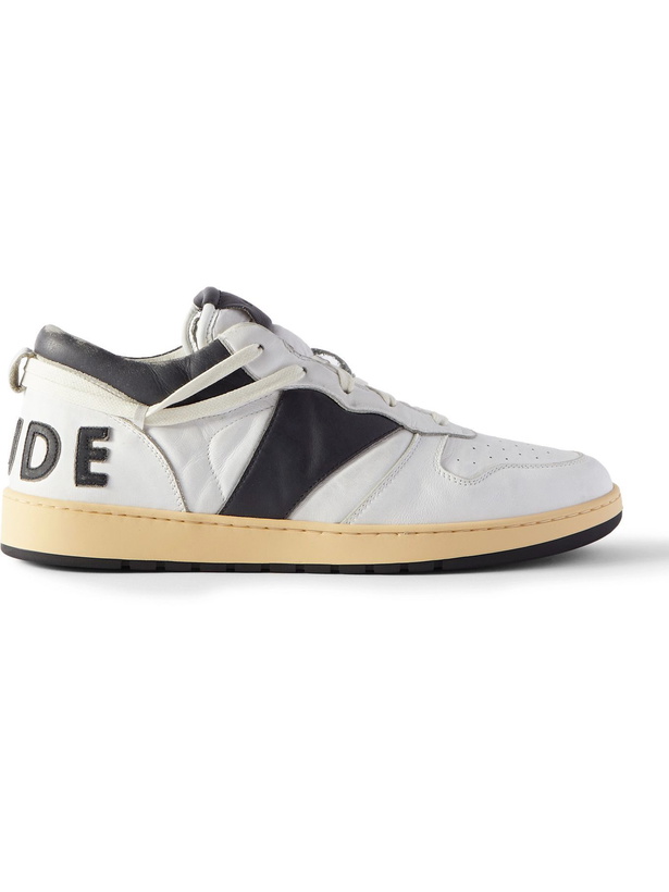 Photo: Rhude - Rhecess Logo-Appliquéd Distressed Leather Sneakers - White