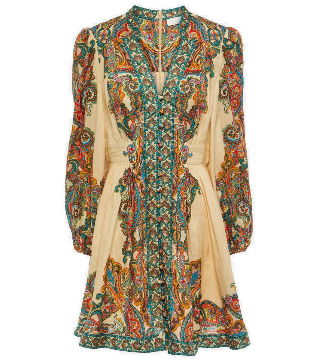 Zimmermann Ottie Plunge paisley linen minidress Zimmermann