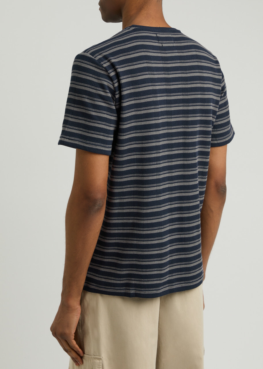 Oliver Spencer Oli's Striped Waffle-knit T-shirt Navy
