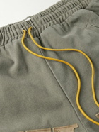 Rhude - Straight-Leg Logo-Appliquéd Striped Cotton-Canvas Drawstring Shorts - Green