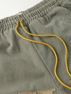 Rhude - Straight-Leg Logo-Appliquéd Striped Cotton-Canvas Drawstring Shorts - Green