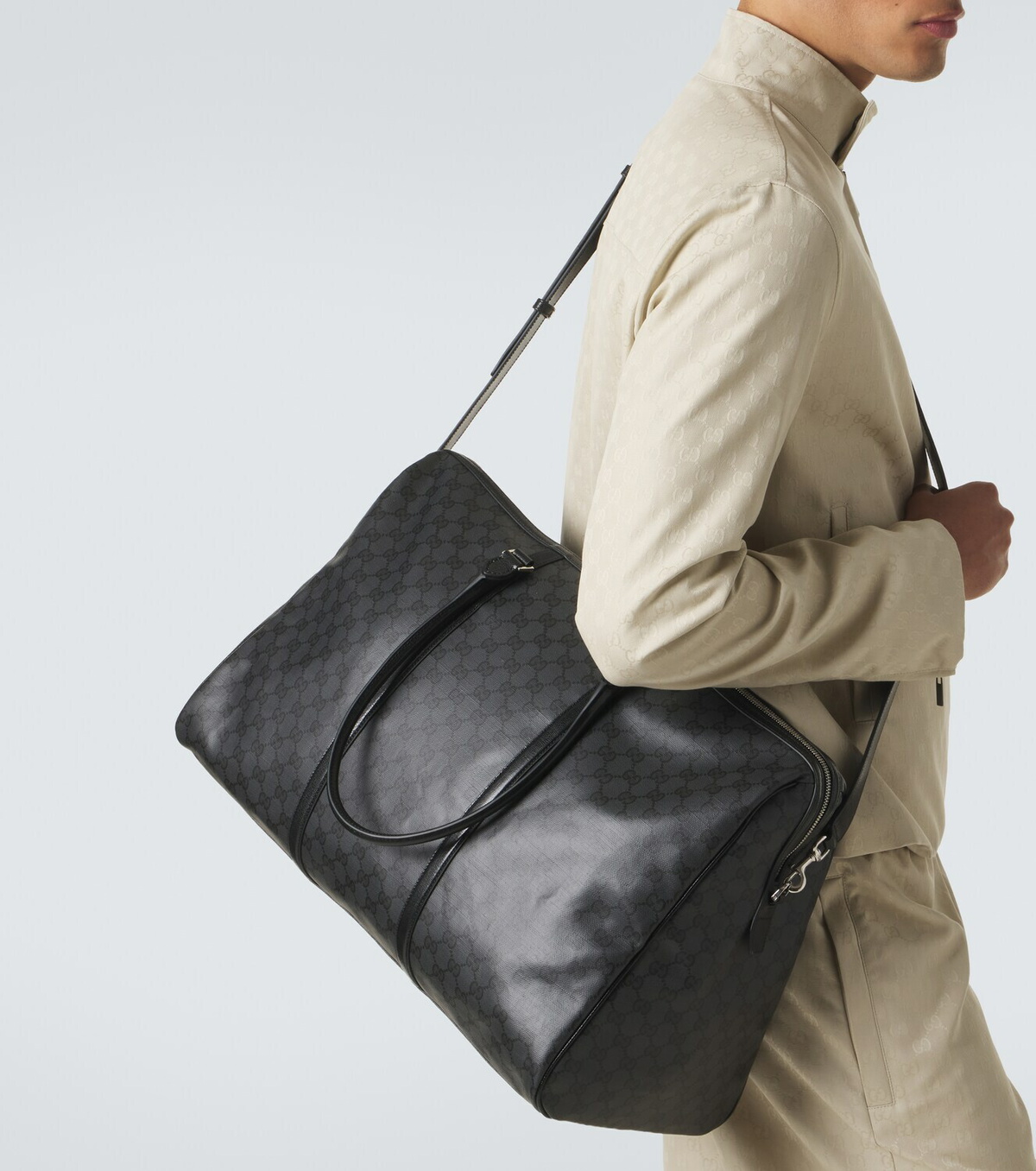 Gucci GG canvas leather-trimmed duffel bag