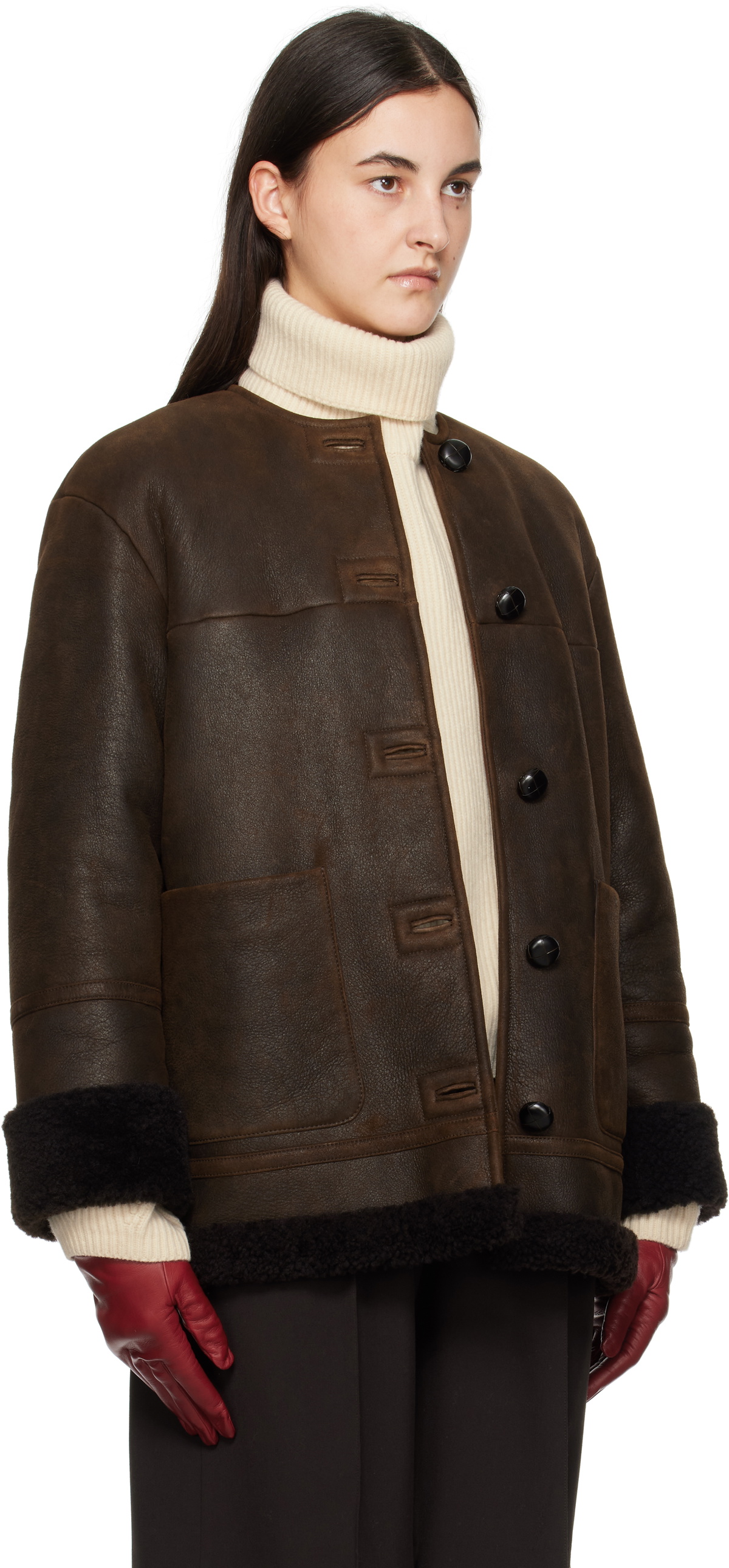 Weekend Max Mara Brown Borbone Shearling Jacket