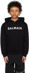 Balmain Kids Black Printed Hoodie
