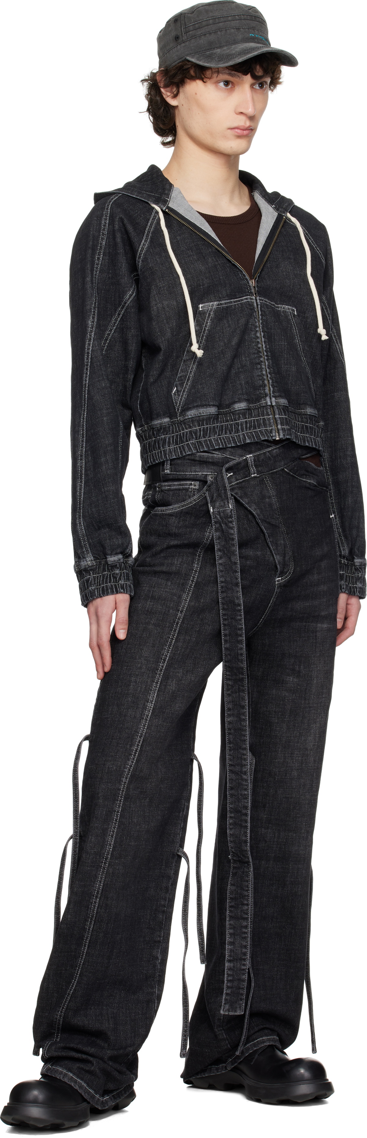 Ottolinger Black Multiline Denim Jacket