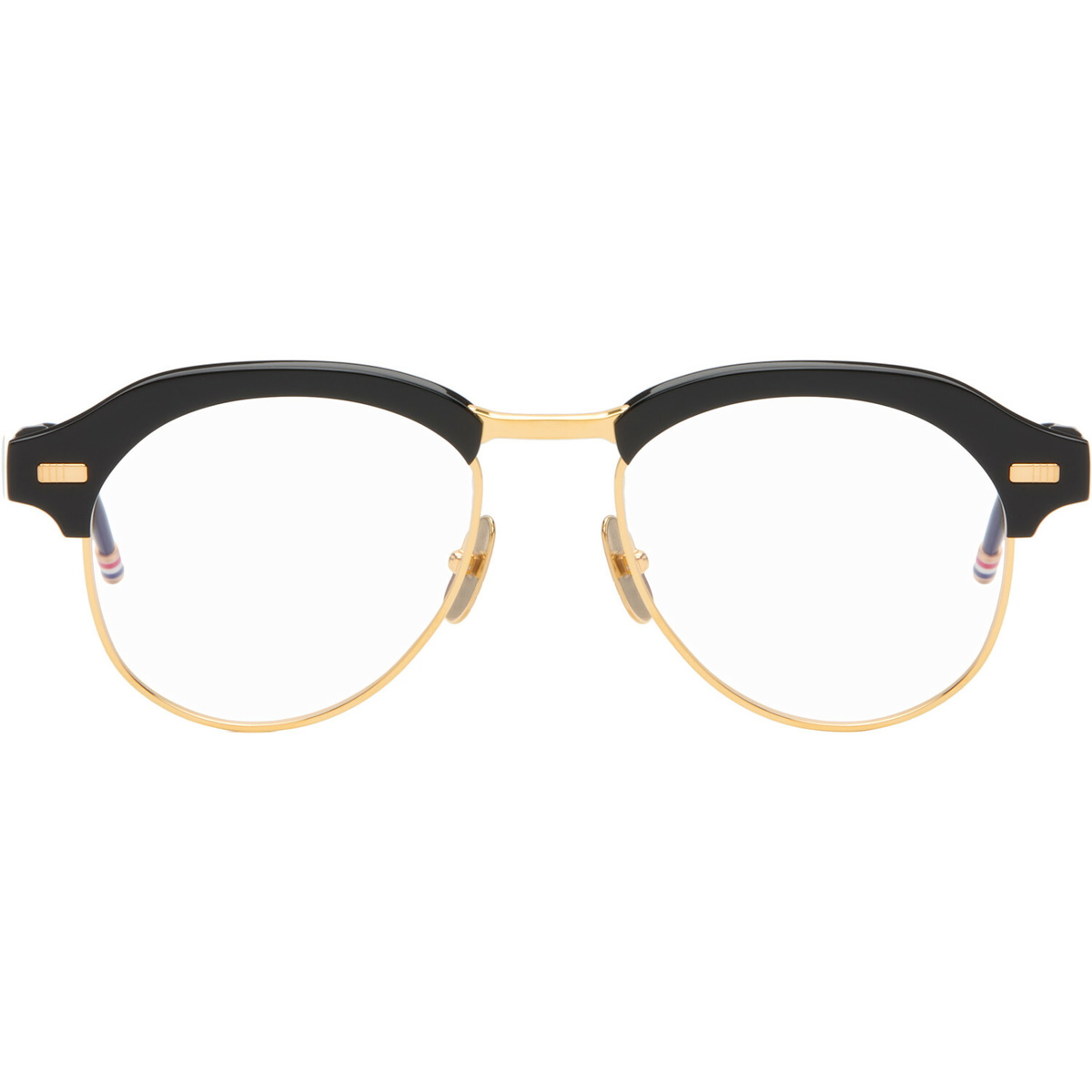 Thom Browne Black Acetate & Titanium Pilot Glasses