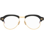 Thom Browne Black Acetate & Titanium Pilot Glasses