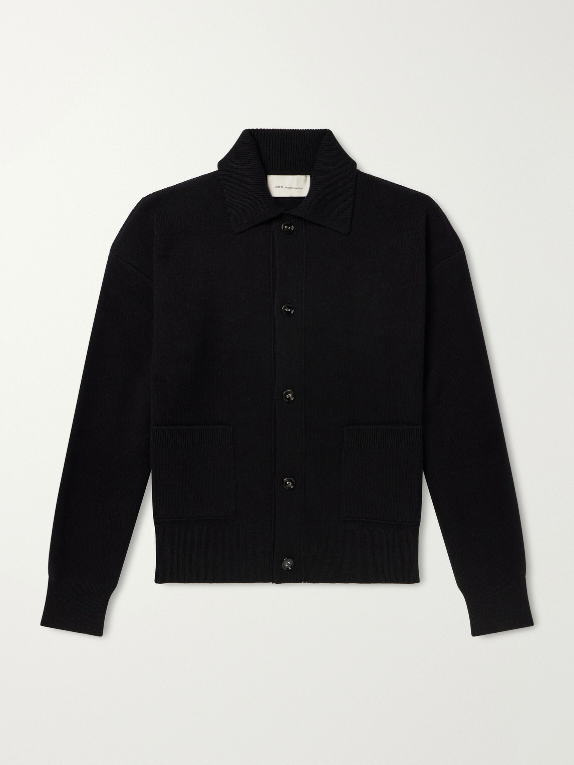 AMI PARIS - Logo-Appliquéd Merino Wool Cardigan - Black