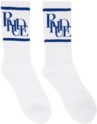 Rhude White & Blue Scramble Logo Sock