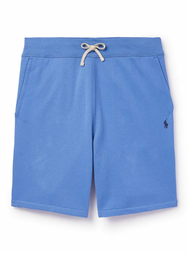 Photo: Polo Ralph Lauren - Straight-Leg Logo-Embroidered Cotton-Blend Jersey Drawstring Shorts - Blue
