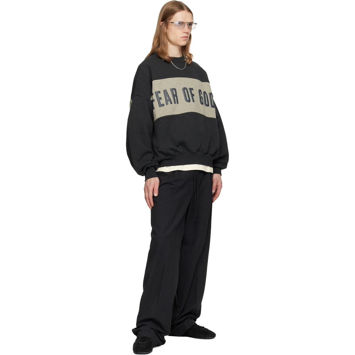 Fear of God ESSENTIALS Gray Cropped Relaxed Panelled Sweatshirt