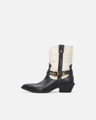 Pinko Two Tone Texan Style Leather Ankle Boots Black/White