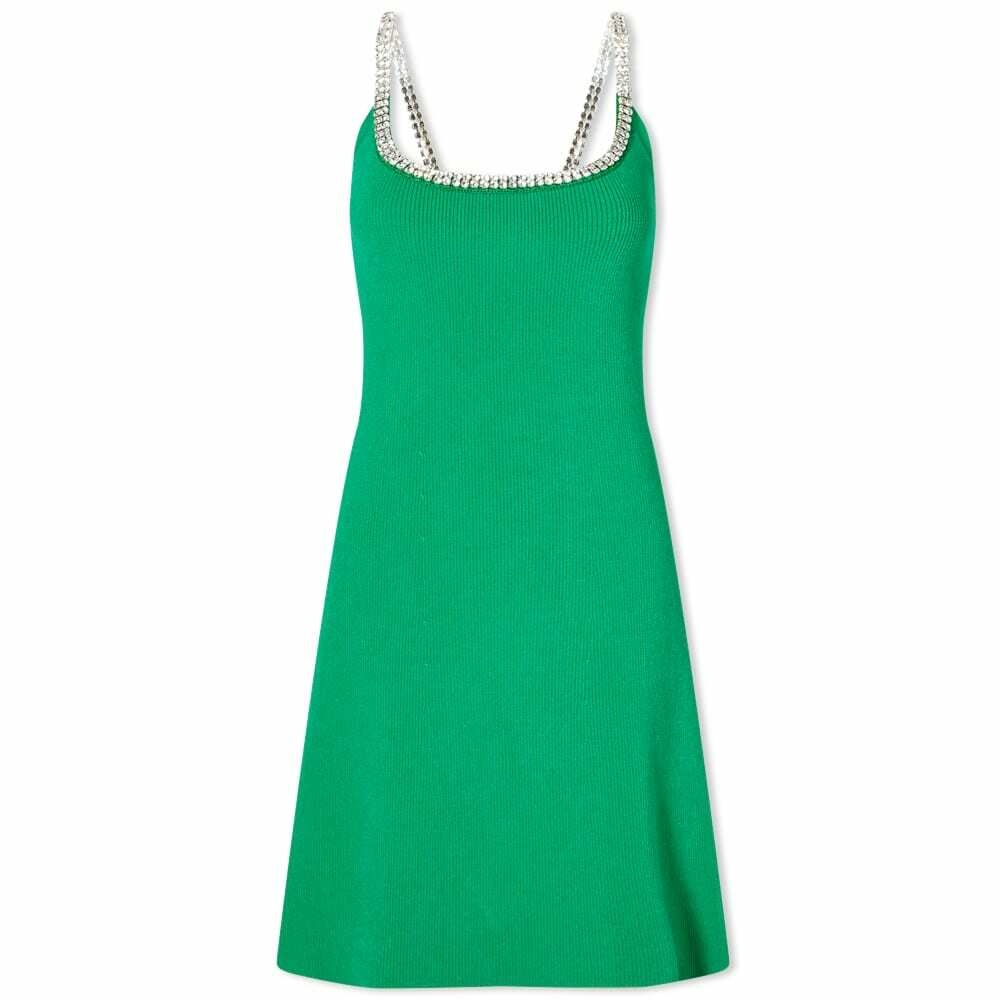 Paco Rabanne Women's Knitted Mini Dress in Green Paco Rabanne