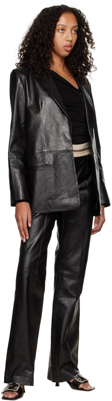 Helmut Lang Black Peaked Leather Jacket Helmut Lang