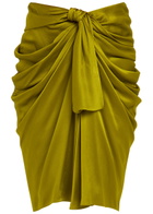 Chloe Draped Silk Knee-length Skirt Olive