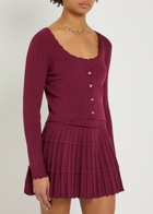Loveshackfancy Martti Pointelle-knit Cardigan Burgundy