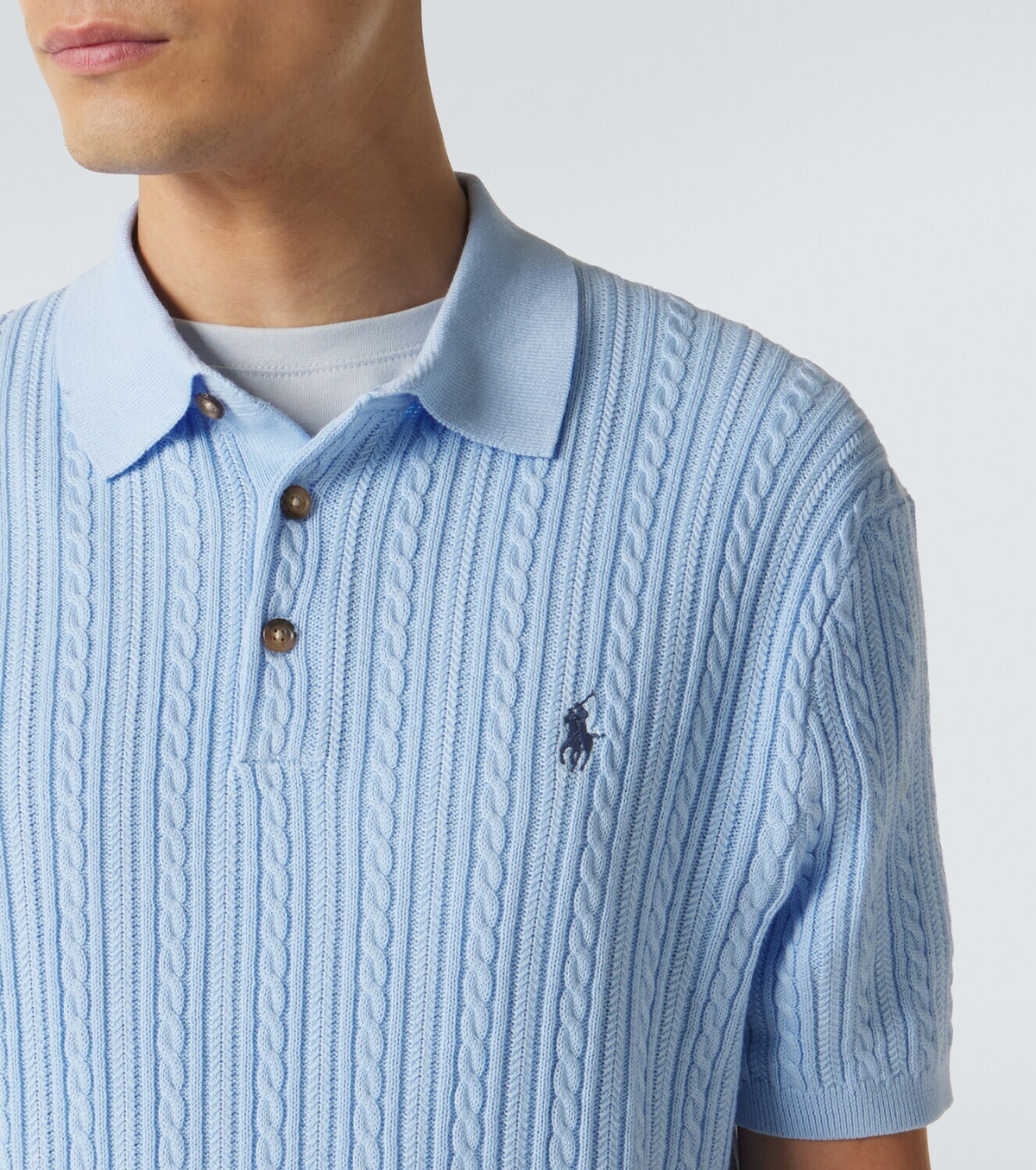 Polo Ralph Lauren Cable-knit cotton polo sweater Polo Ralph Lauren