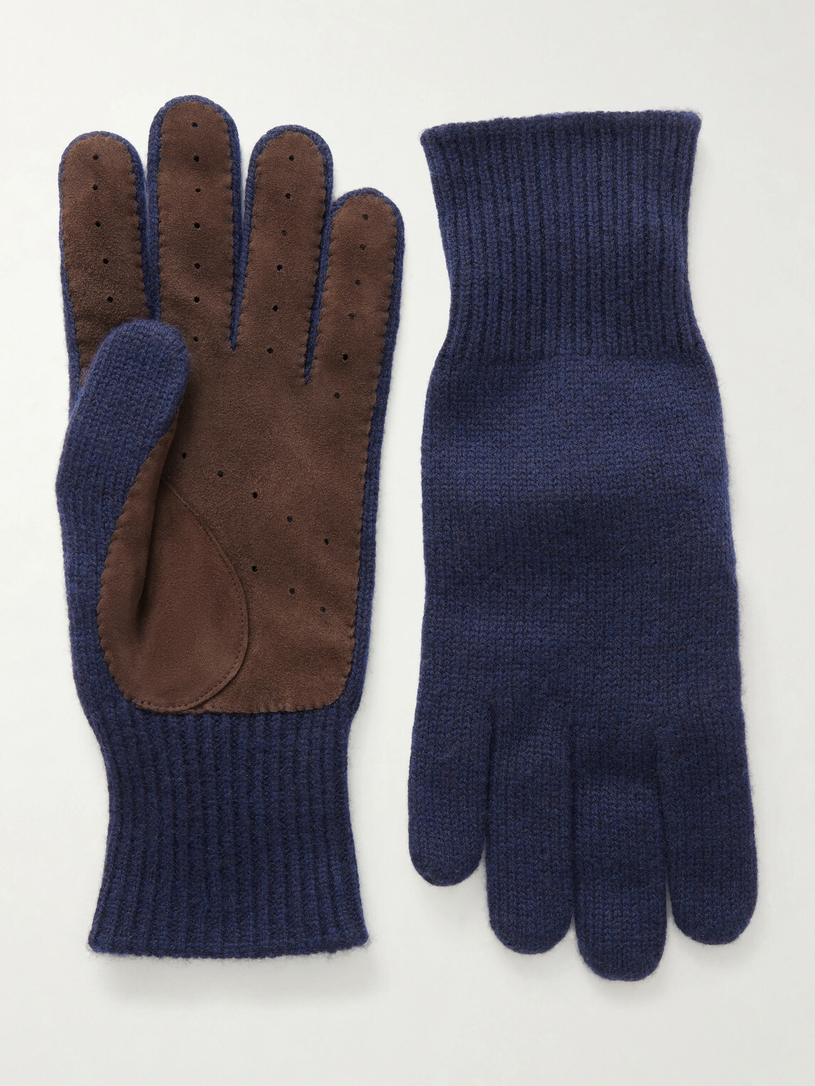 Brunello Cucinelli - Suede-Trimmed Cashmere Gloves - Multi