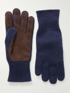 Brunello Cucinelli - Suede-Trimmed Cashmere Gloves - Multi