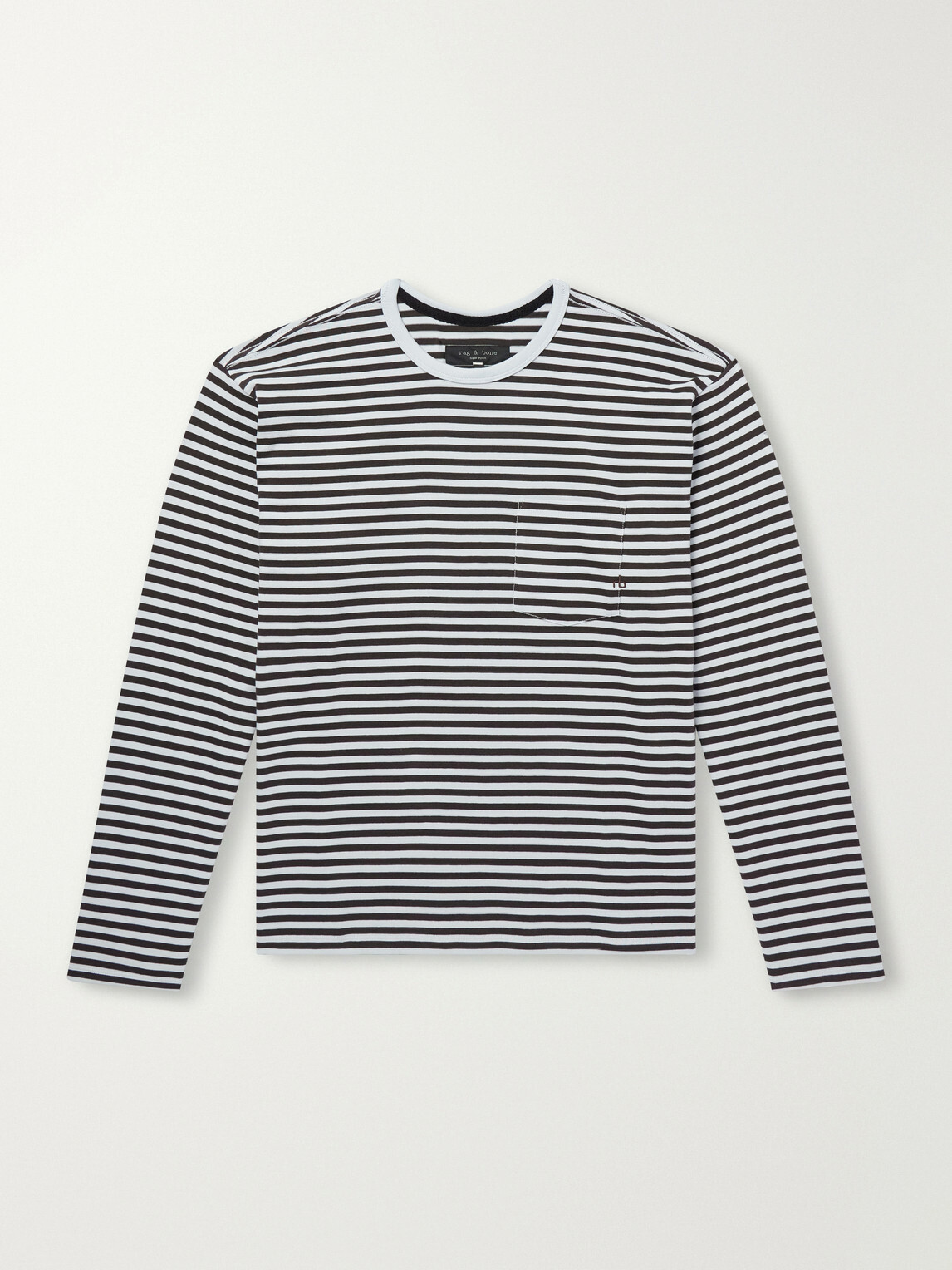 Rag & Bone - Striped Cotton-Jersey T-Shirt - Blue