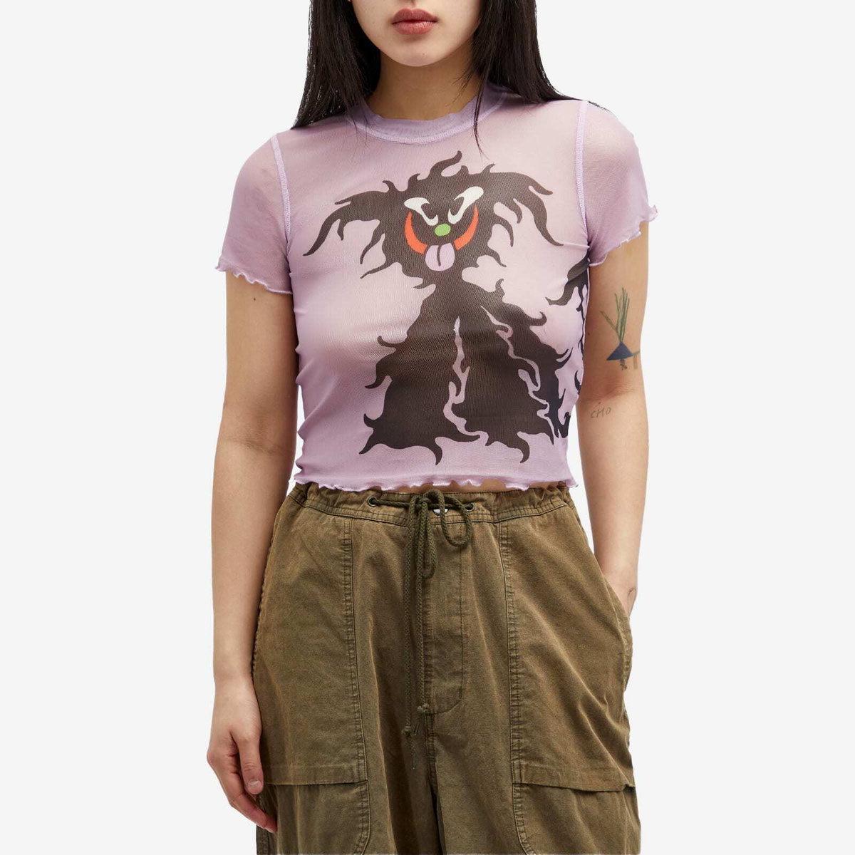 【BRAIN DEAD】BUCKET HYPERMESH SHORT SLEEVE TOP LILAC Brain Dead Women's Bucket Hypermesh Top in Purple Brain Dead
