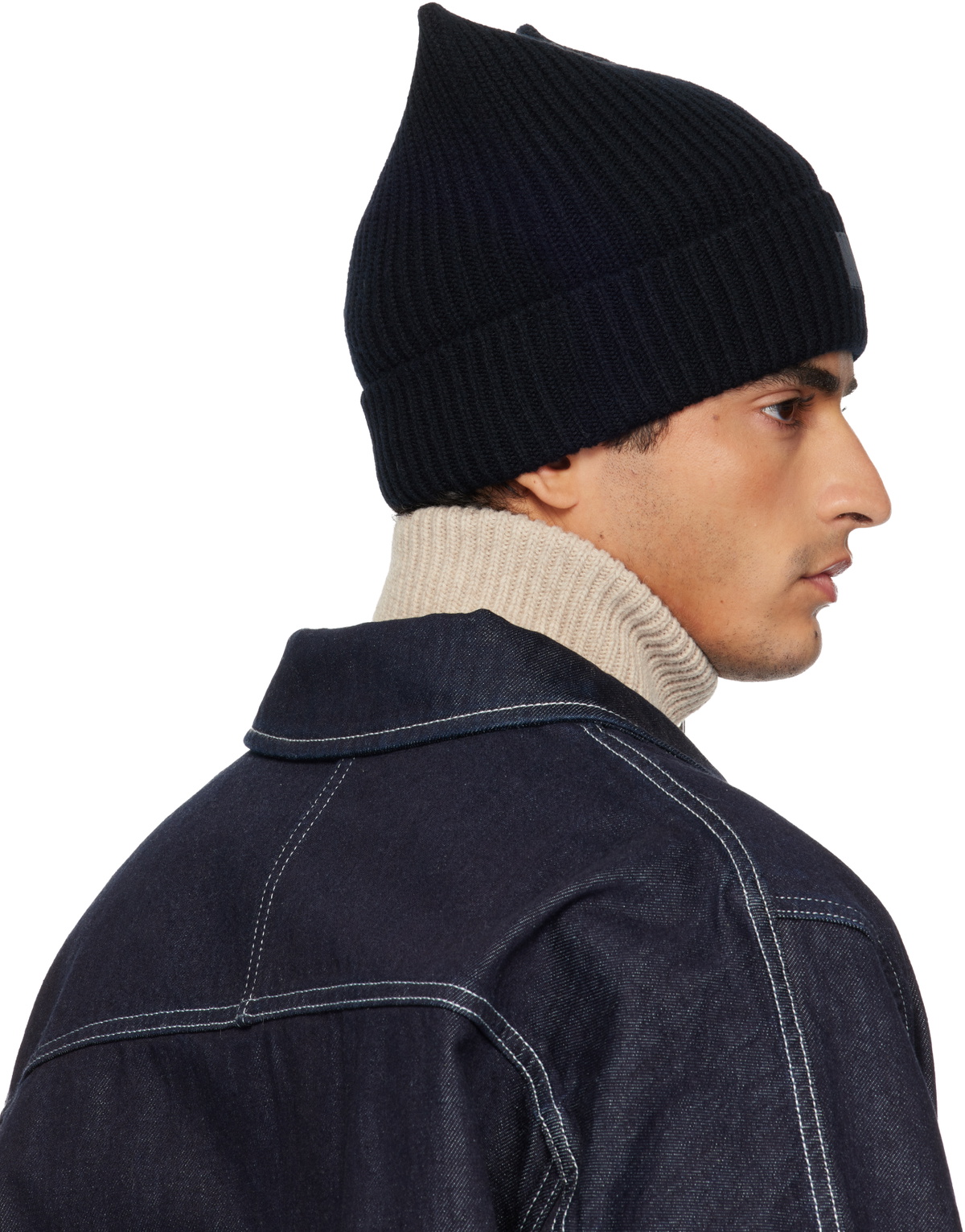 Acne Studios Black Logo Square Beanie Acne Studios