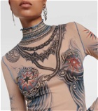 Jean Paul Gaultier Tattoo Collection sheer midi dress
