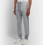 Balmain - Slim-Fit Tapered Logo-Jacquard Loopback Cotton-Blend Jersey Sweatpants - Gray