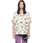 Palm Angels White and Multicolor Butterflies Bowling Shirt