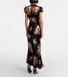 Rodarte Floral lace-trimmed silk midi dress