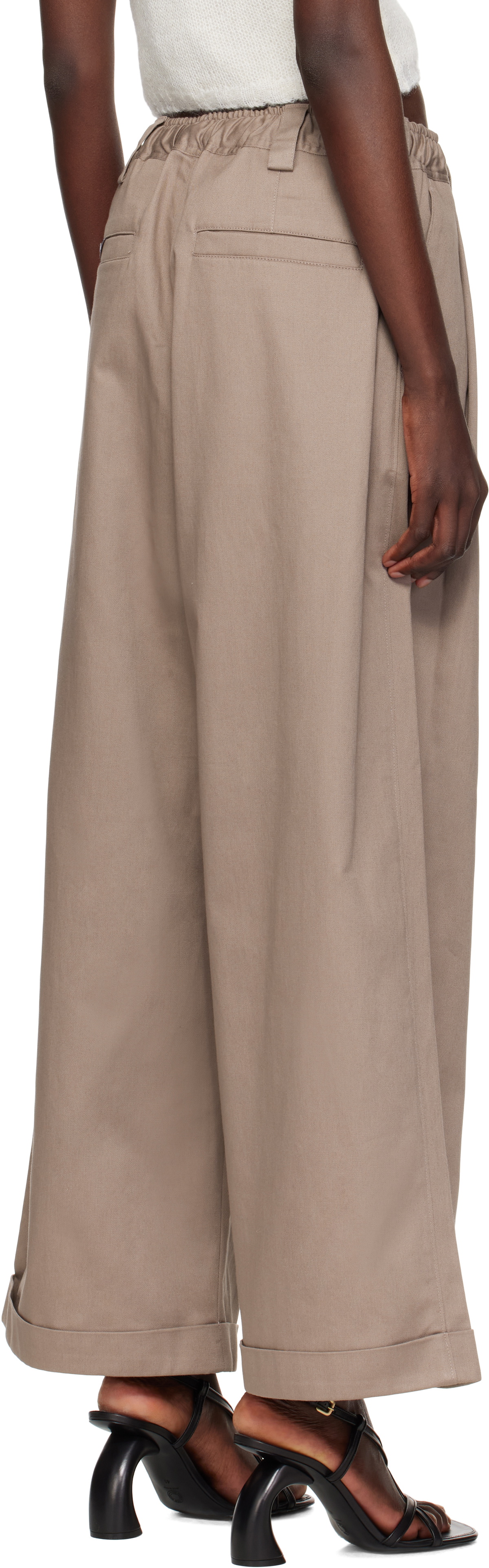 Meryll Rogge Gray Light Cotton Gabardine Drawstring Trousers