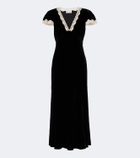Rixo Clarice lace-trimmed velvet midi dress