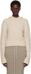 Rick Owens Off-White Tower Pullover Cropped Hoodie
