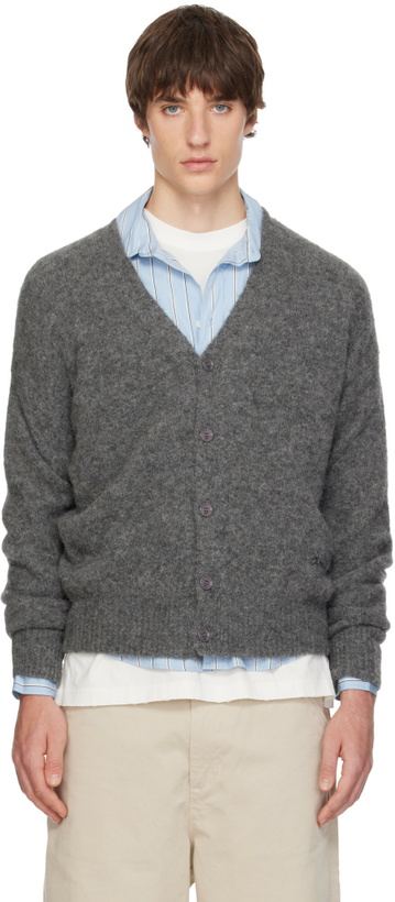 Photo: AMI Paris Gray V-Neck Ami Cardigan