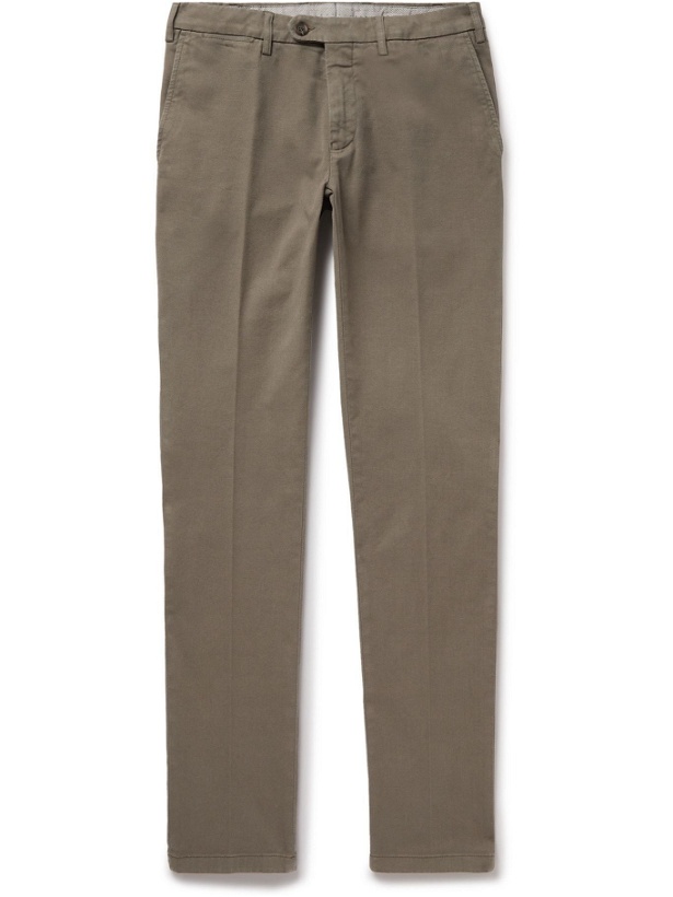 Photo: CANALI - Slim-Fit Tapered Stretch Cotton-Twill Chinos - Green