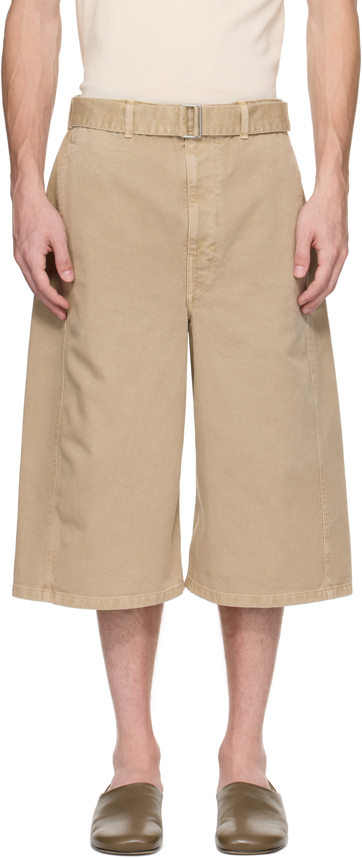 LEMAIRE Taupe Twisted Denim Shorts