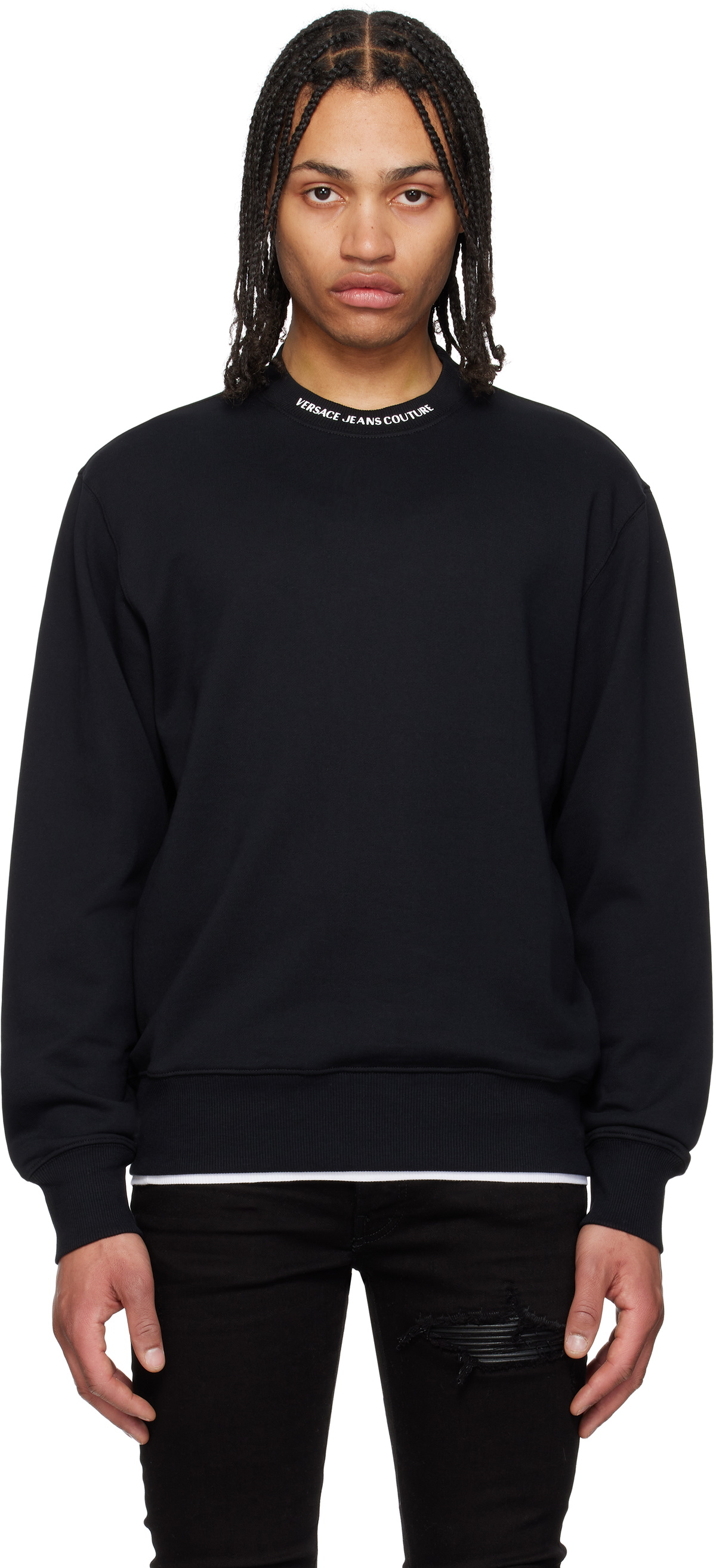 Versace Jeans Couture Black Logo Collar Sweatshirt
