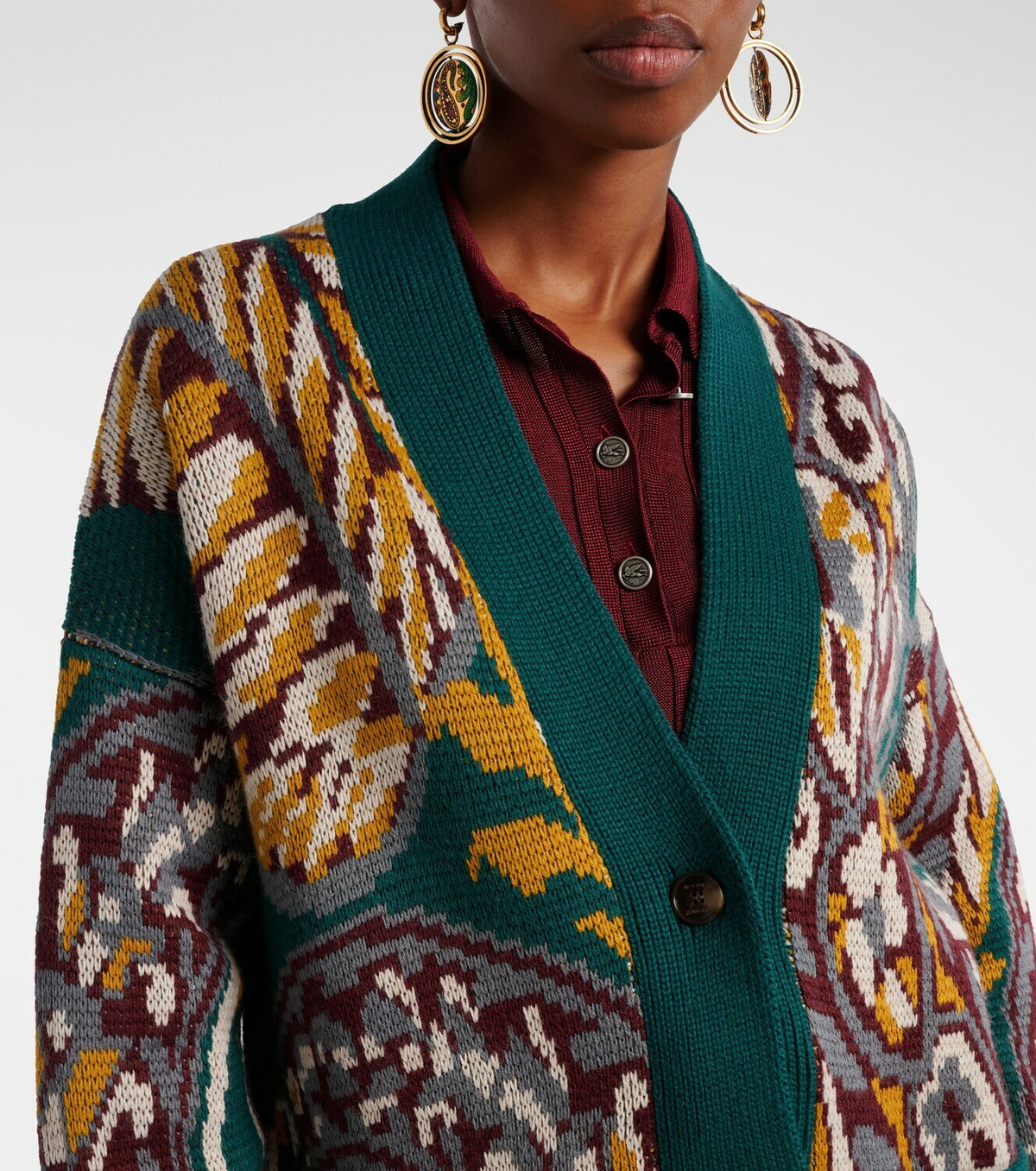 Etro Jacquard wool-blend cardigan