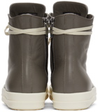 Rick Owens Grey Calfskin High Sneakers