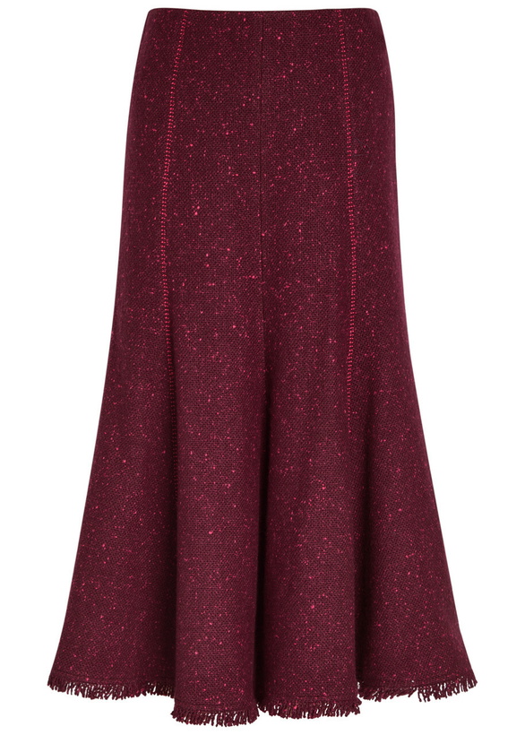 Photo: Gabriela Hearst Amy Speckled Wool and Cashmere-blend Midi Skirt Bordeaux