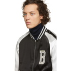 Balmain Black and White Satin Bomber Jacket