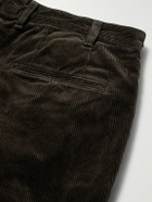 Beams Plus - Cropped Pleated Cotton-Corduroy Trousers - Brown