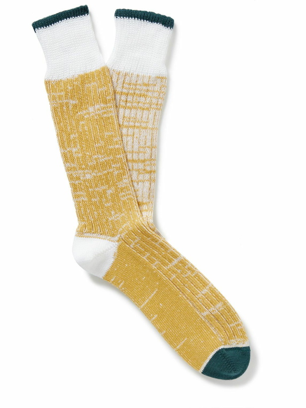 Photo: Corgi - Space-Dyed Ribbed Cotton Socks - Yellow