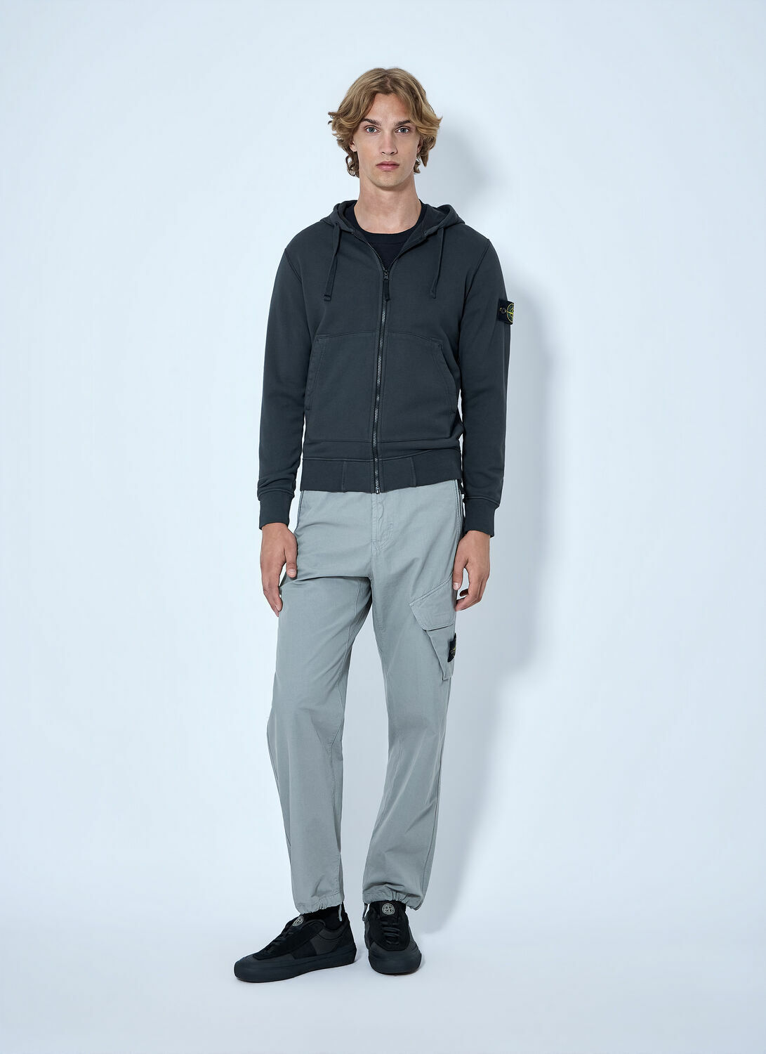 Stone Island Hooded Zip-Up Sweatshirt